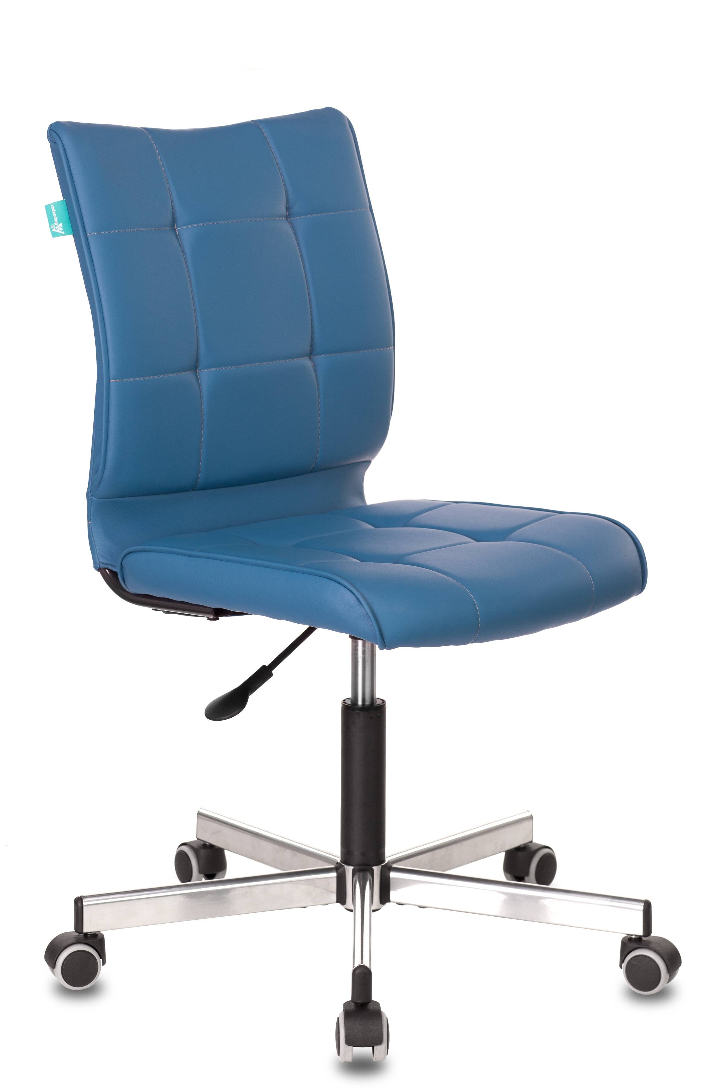 Компьютерное кресло синее без подлокотников из экокожи &quot;Бюрократ&quot; CH-330M