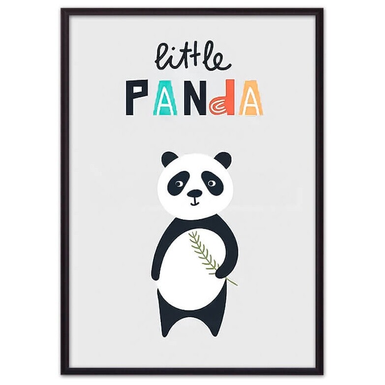 Постер в раме черно-белый 30х40 см &quot;Панда Little panda&quot; 