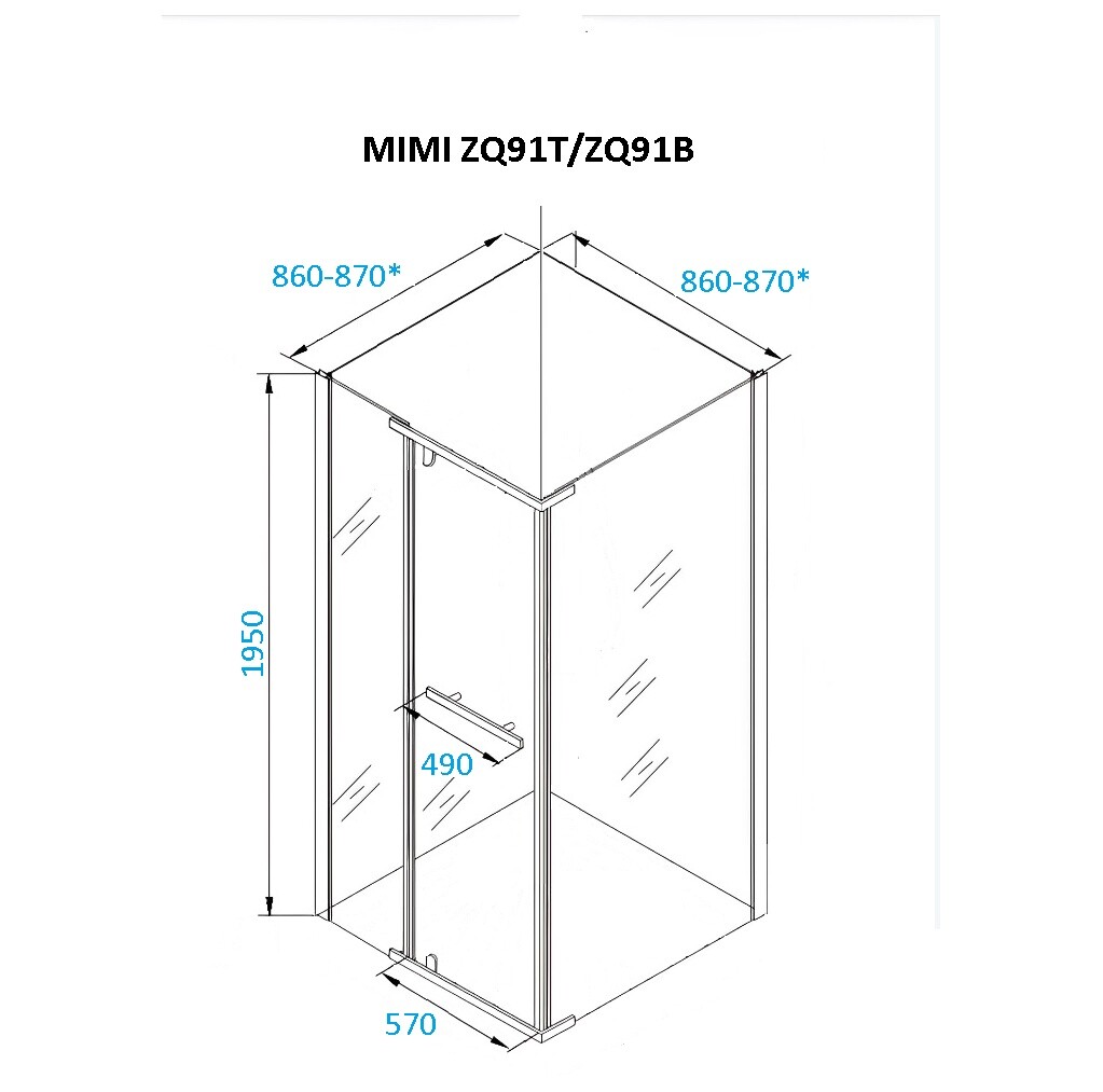Душевой уголок квадратный 90x90 см хром Cerutti SPA Mimi ZQ91T - изображение 7