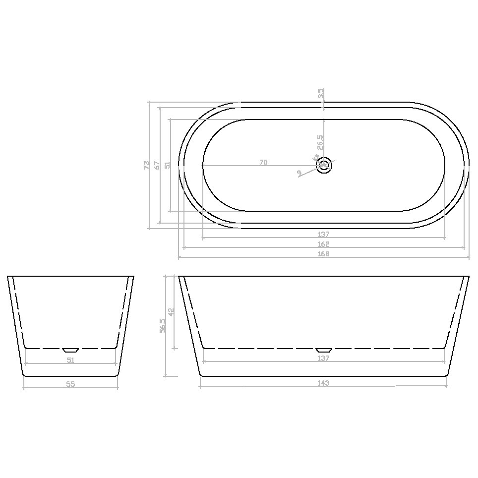 Ванна акриловая отдельностоящая со сливом-переливом белая Cerutti SPA Resia CT7388 - изображение 8