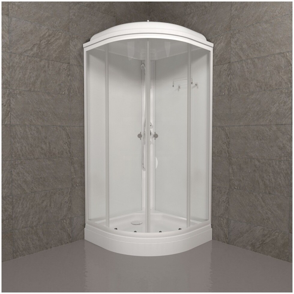 Душевая кабина четверть круга с низким поддоном 90х90 см белая Triton "Ультра А" Щ0000061843 - изображение 4