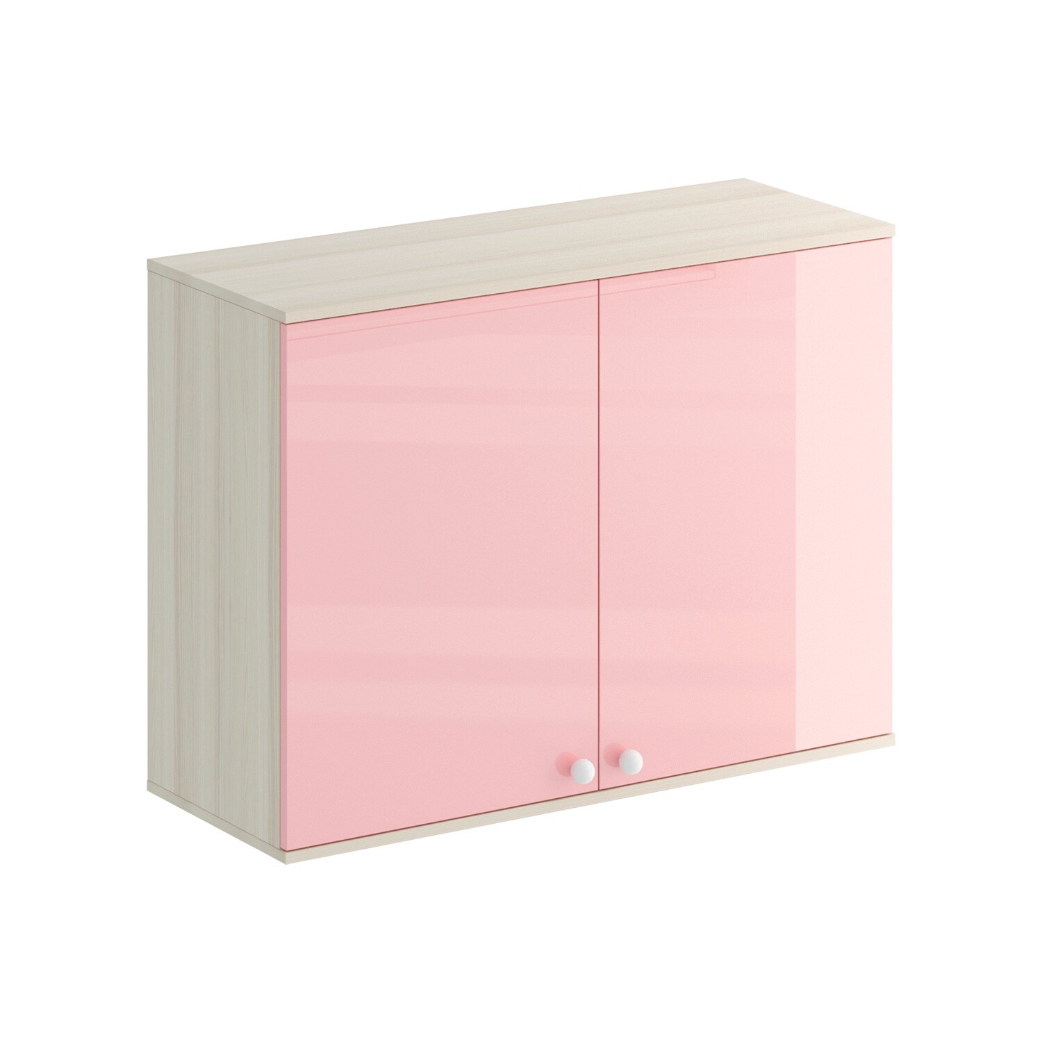 Шкаф навесной двухдверный 104х75 см розовый глянец Play