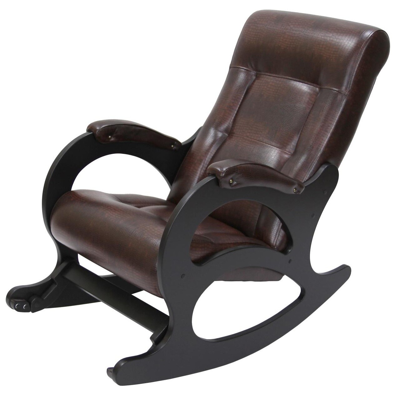 Кресло-качалка мягкое с подлокотниками коричневое, венге &quot;Орегон №44&quot;