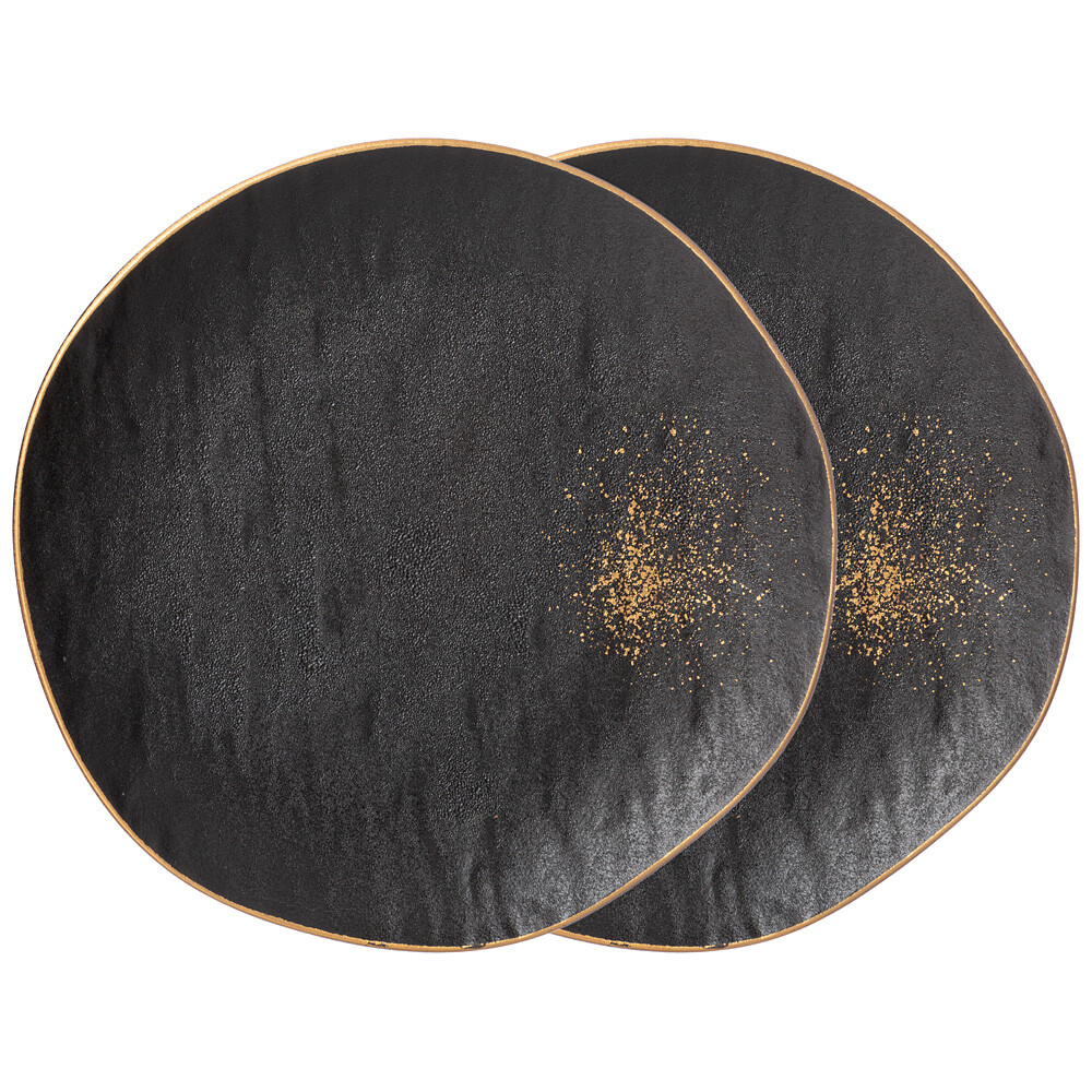 Тарелки закусочные 20,5 см черные, 2 штуки Bronco Midnight Gold