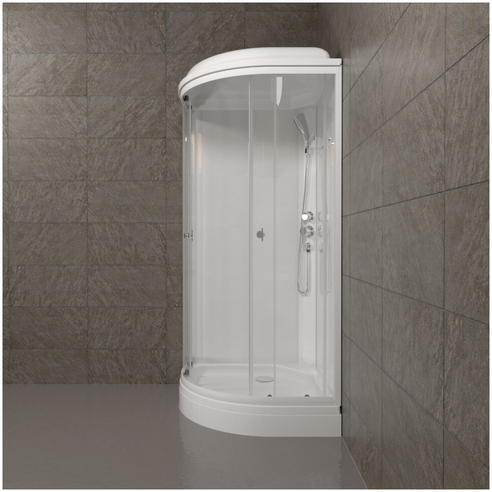 Душевая кабина четверть круга с низким поддоном 100х100 см белая Triton "Ультра А" Щ0000061833 - изображение 6