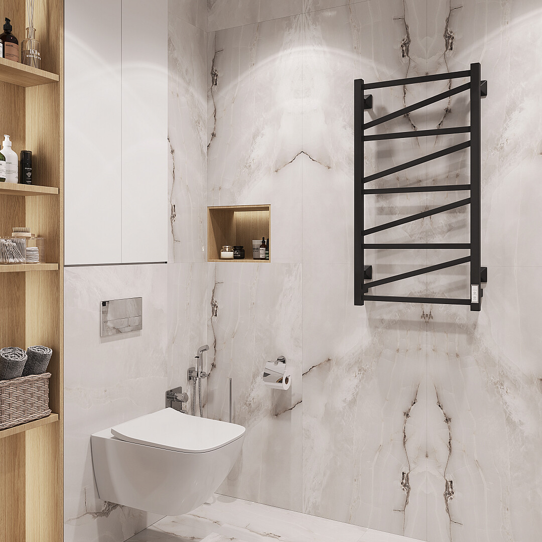 Полотенцесушитель электрический 100x50 см чёрный матовый Ewrika "Пенелопа" Z 4657771773709 - изображение 6