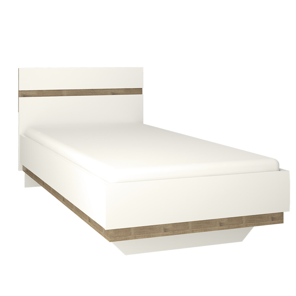 Кровать односпальная 90х200 см белая, сонома трюфель Linate