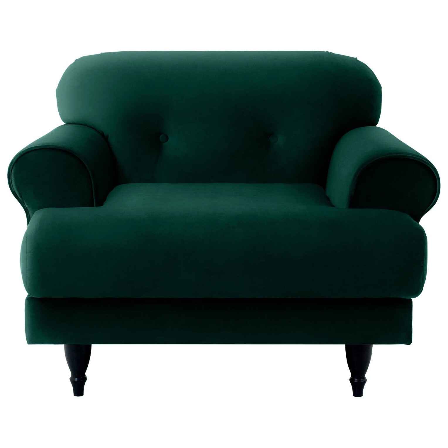 Кресло мягкое на деревянных ножках ткань Foxy 74 темно-зеленое, черное Italia