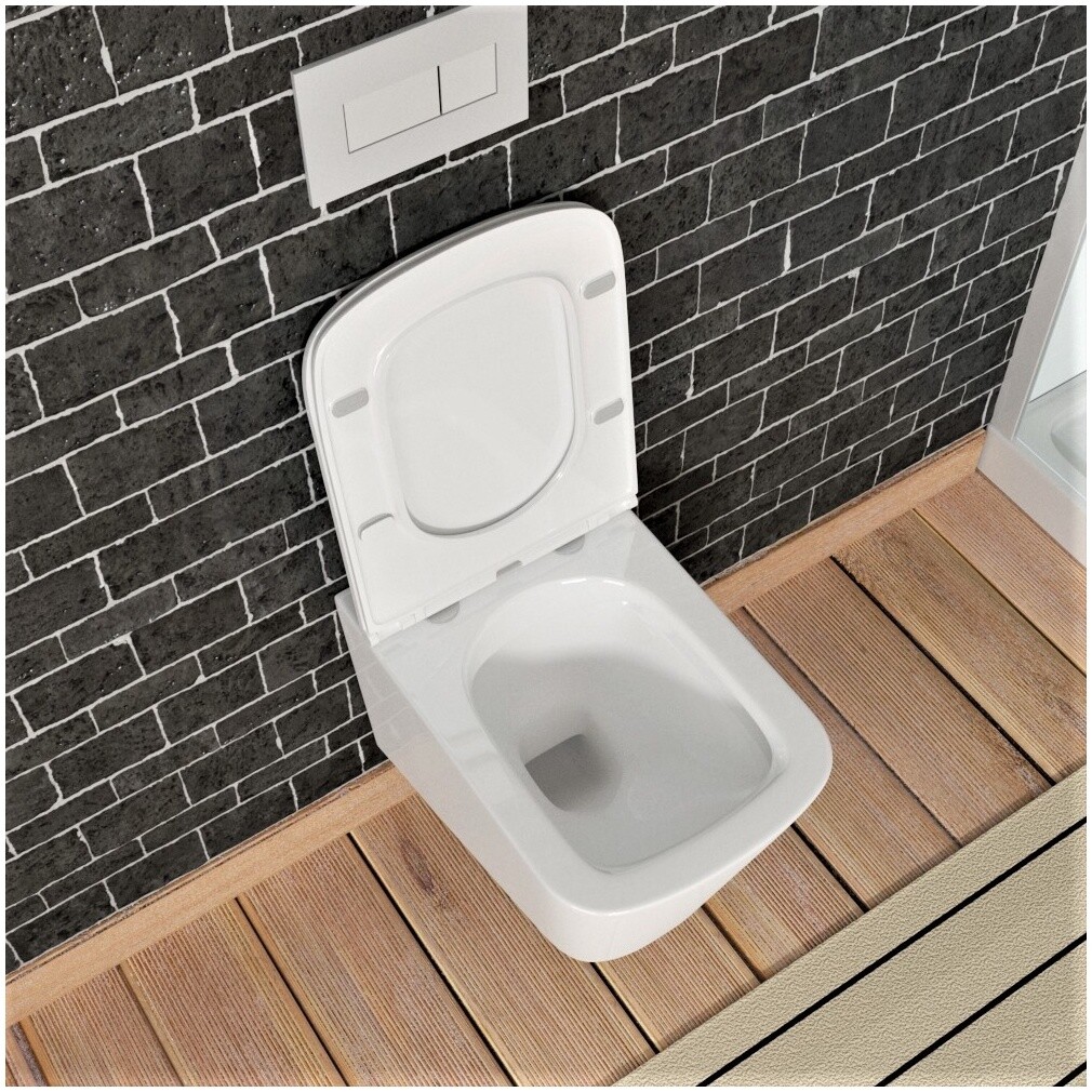 Унитаз подвесной Bauedge Stil BS0002 с инсталляцией Diwo 4501 и кнопкой смыва Diwo 7310 - изображение 5