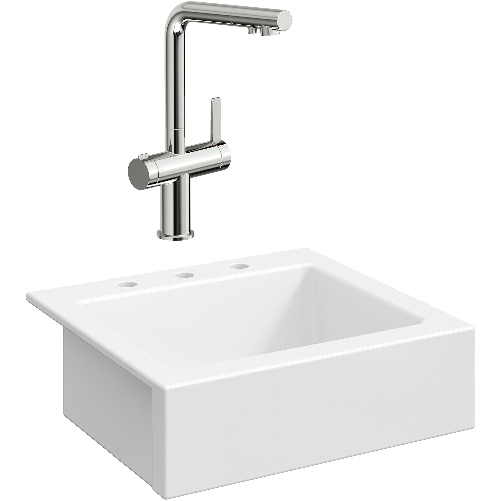 Мойка белый глянец с 3 отверстиями Domaci &quot;Сиена&quot; 50166-101 со смесителем Stworki 23020-648-1BG