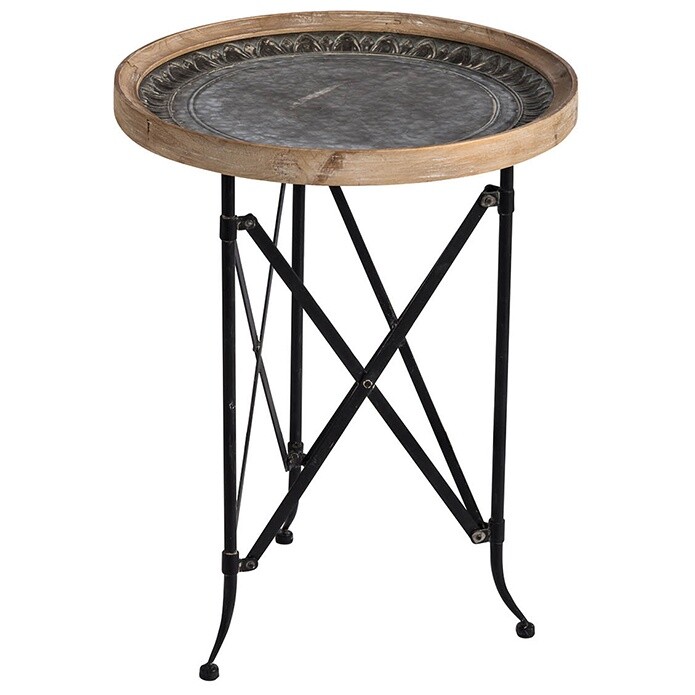 Приставной столик на металлических ножках коричневый Glasar 44124