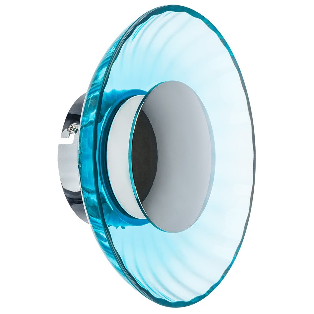 Светильник настенный светодиодный круглый голубой, хром Celesta 809015
