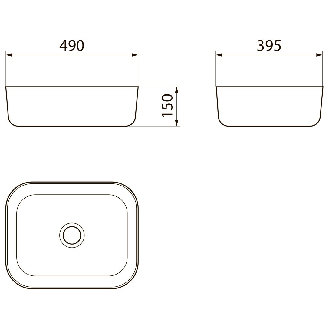 Раковина накладная прямоугольная фарфоровая белая Point "Афина 50" PN43041 - изображение 5