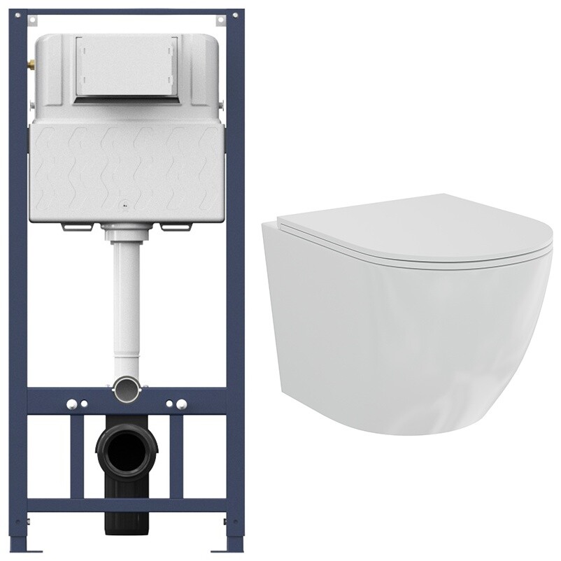 Унитаз подвесной белый Creto Cer C1 Plus 1001-002Cer-C1W-1 с инсталляцией Am.Pm Pro I012704