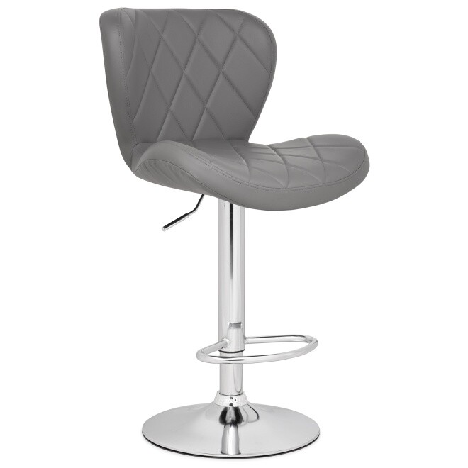 Барный стул с регулируемым сиденьем серый, хром Porch