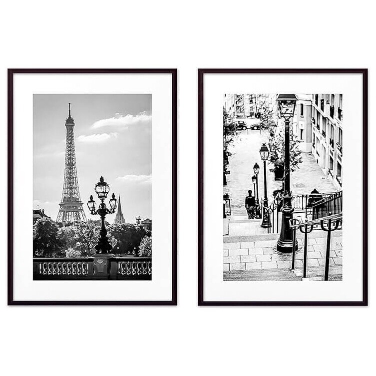 Коллаж из 2 постеров черно-белый 40х60 см &quot;Париж №20&quot;