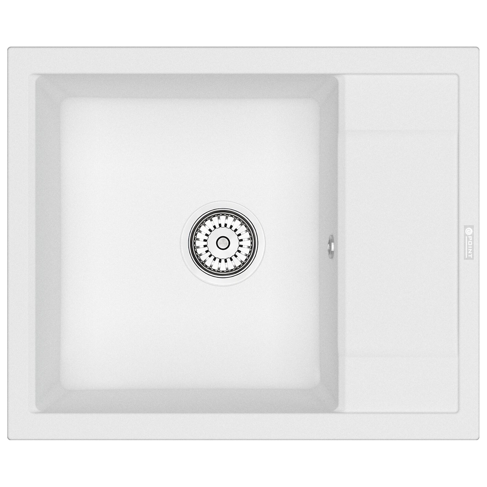 Мойка кухонная кварцевая прямоугольная белая Point &quot;Римо 60&quot; PN3010W