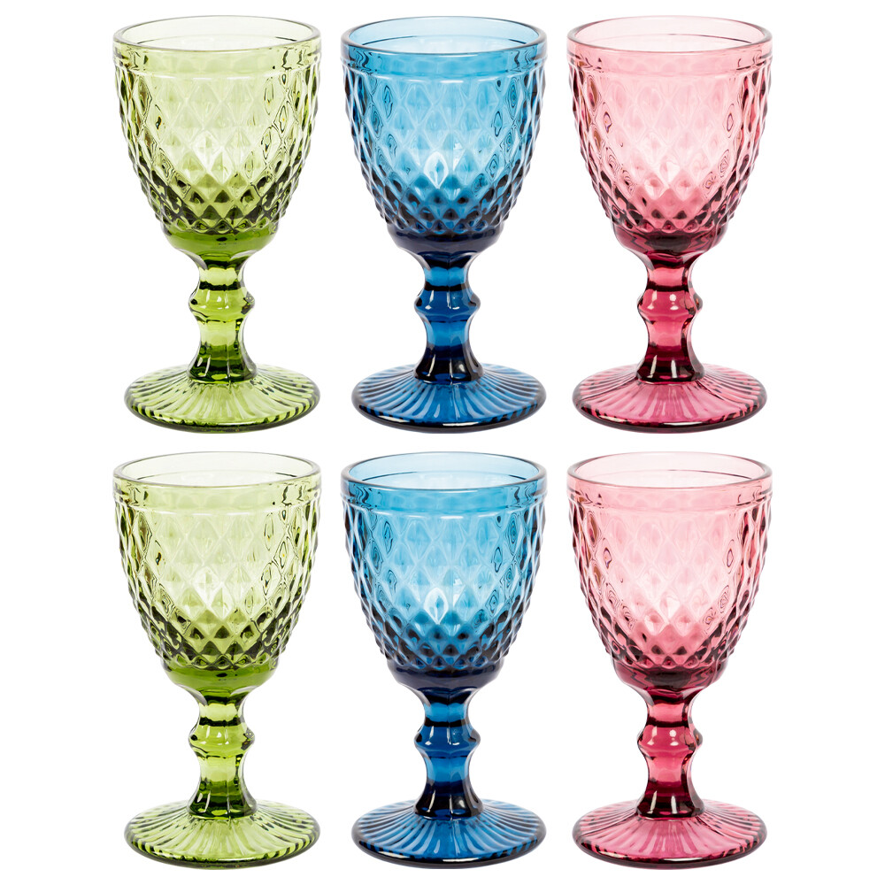 Набор бокалов из 6 штук стеклянный разноцветный «Луи»