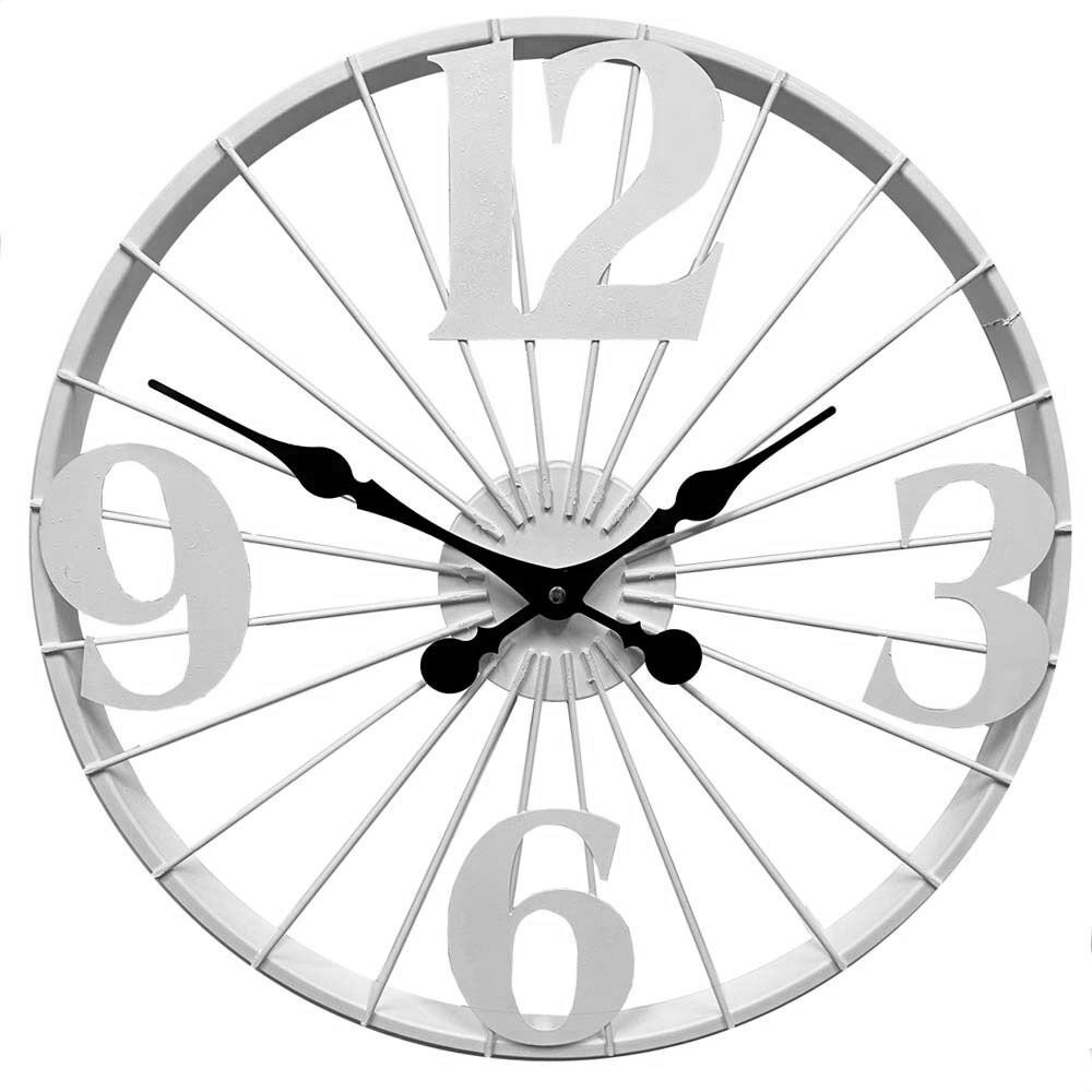 Часы настенные круглые из металла 50 см White