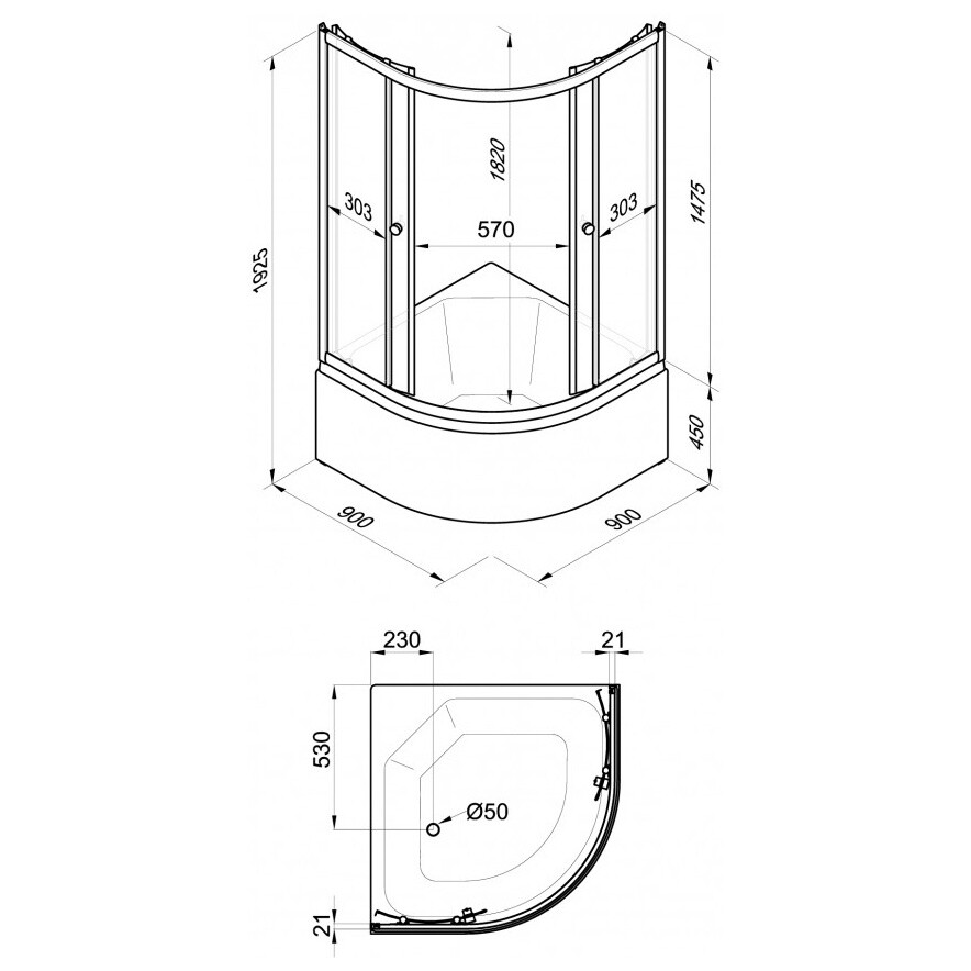 Душевой уголок 90х90 см белый Triton "Лайт Б" Щ0000061801 - изображение 7