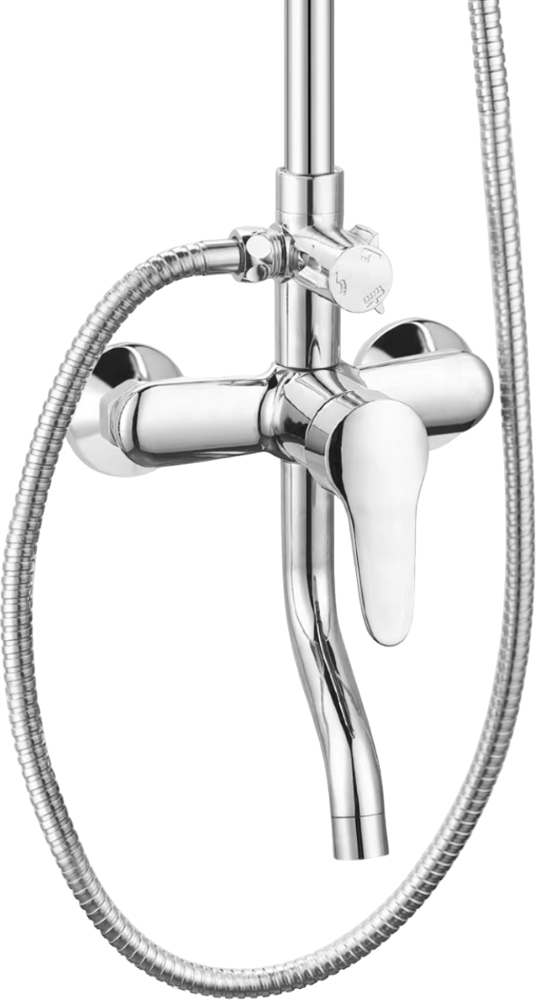 Душевой комплект с тропическим душем и смесителем для ванны и душа хром Diwo "Смоленск" SM-08cr - изображение 4