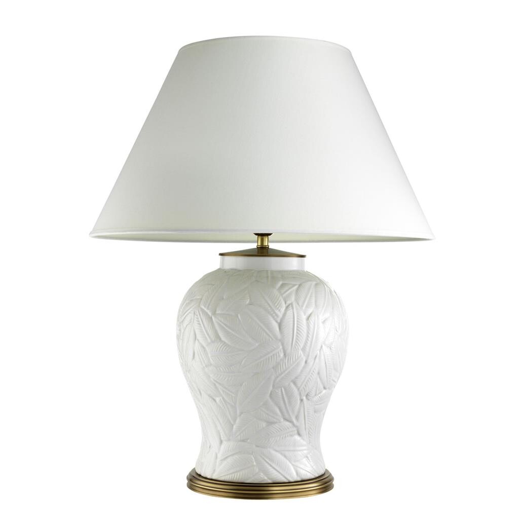 Лампа настольная керамическая с абажуром белая Cyprus 