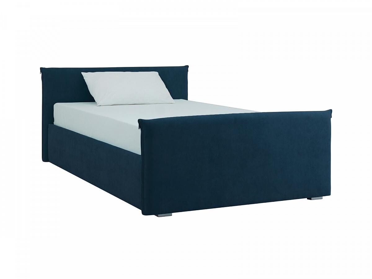 Кровать полутораспальная с мягким изголовьем 120х200 см темно-синяя Studio