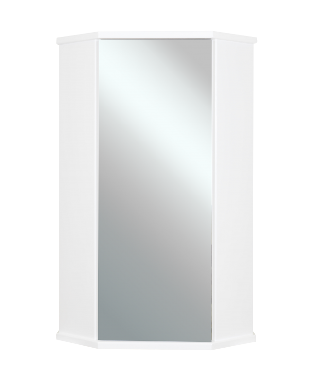 Шкаф подвесной угловой для ванной с зеркалом белый &quot;Лилия 34&quot;