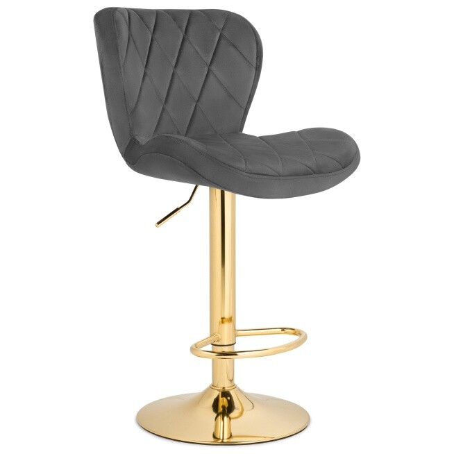 Барный стул с регулируемым сиденьем темно-серый, золото Porch