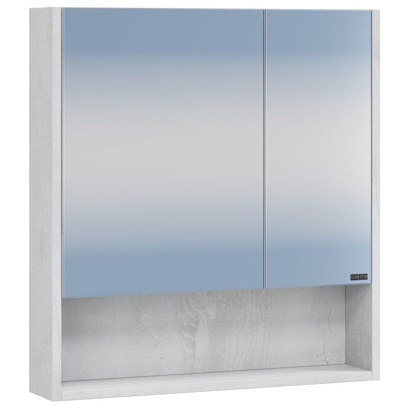 Шкаф зеркальный подвесной с 2 дверцами белый &quot;Мира 60&quot;