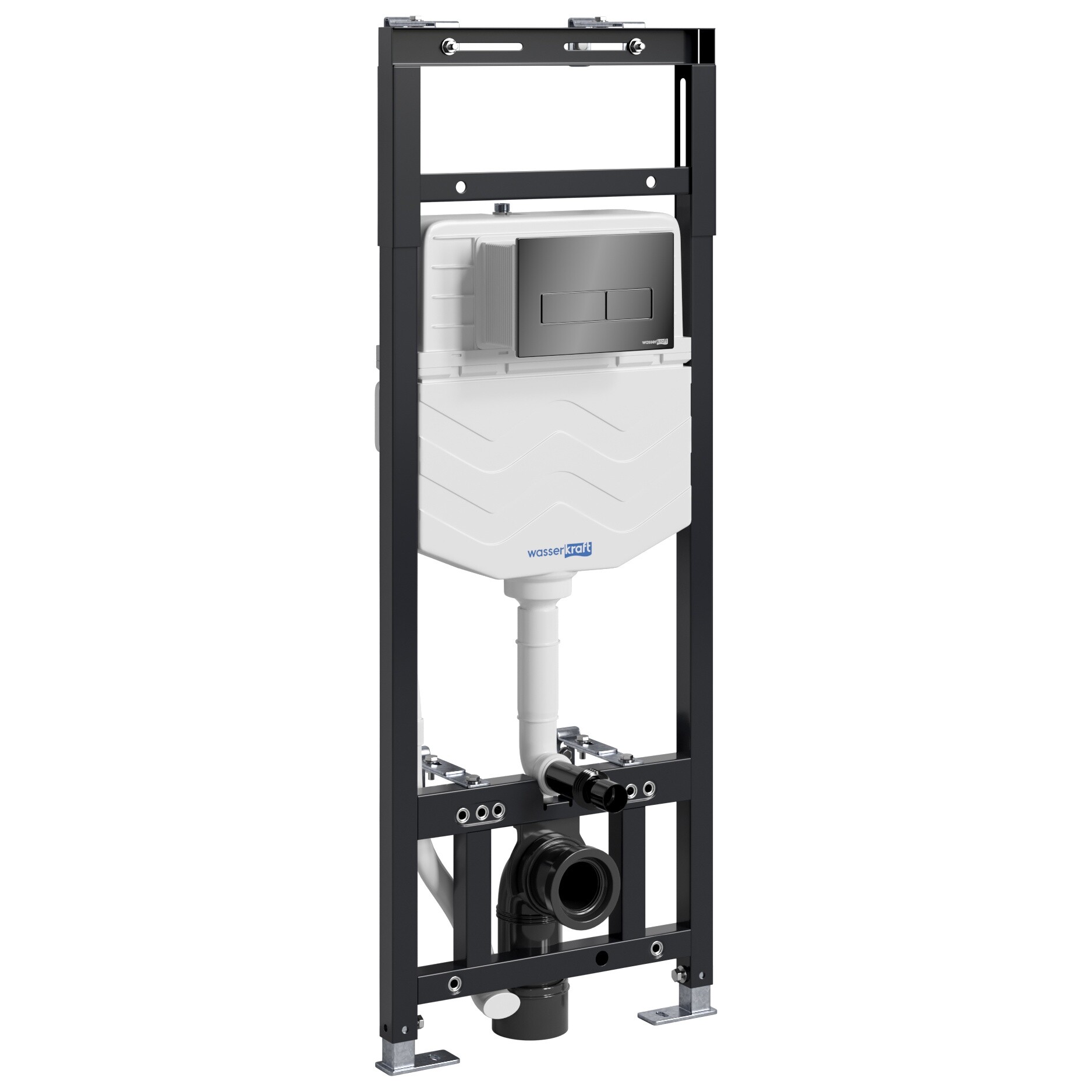 Инсталляция для унитаза с кнопкой смыва черный глянец Wasserkraft Alme 15TLT.010.ME.PB03