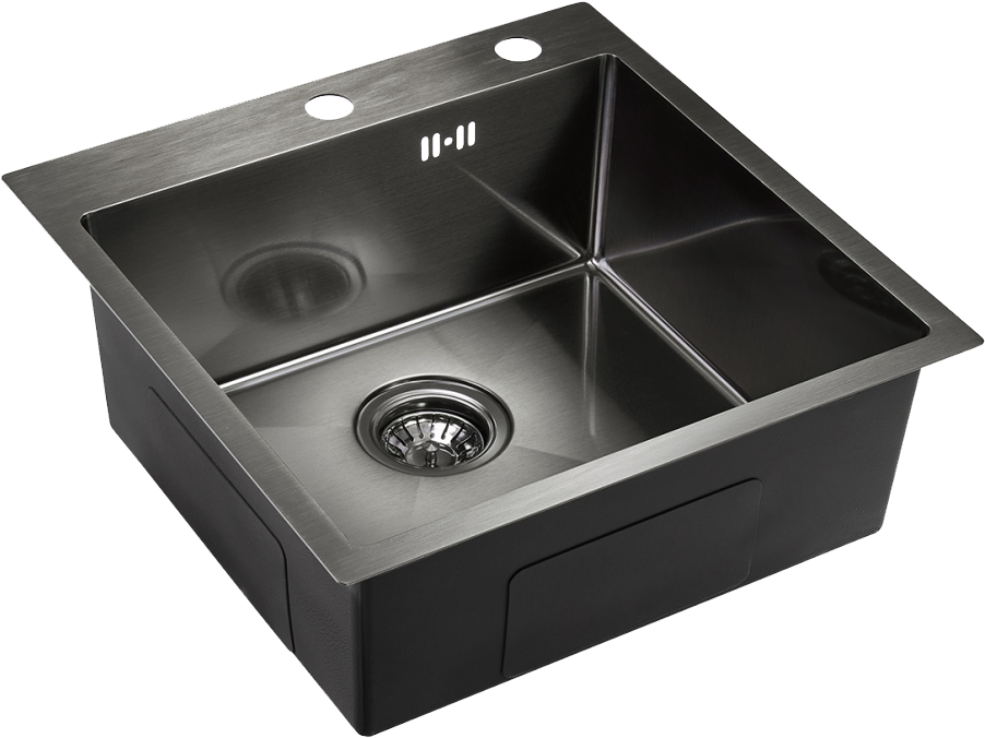 Мойка кухонная темный хром Domaci "Равенна" PVD DMB-117A со смесителем DCB 3004 черный - изображение 6