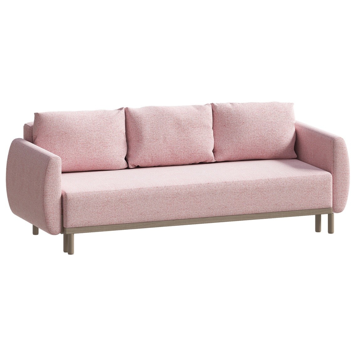 Диван-кровать прямой трехместный рогожка светло-розовый &quot;Тулисия&quot;