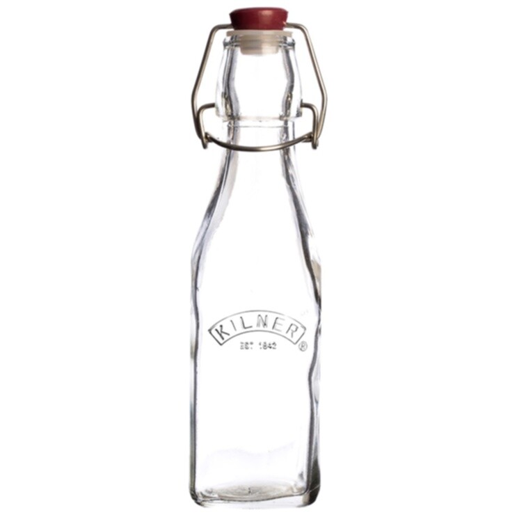 Бутылка квадратная с крышкой 250 мл прозрачная Clip top