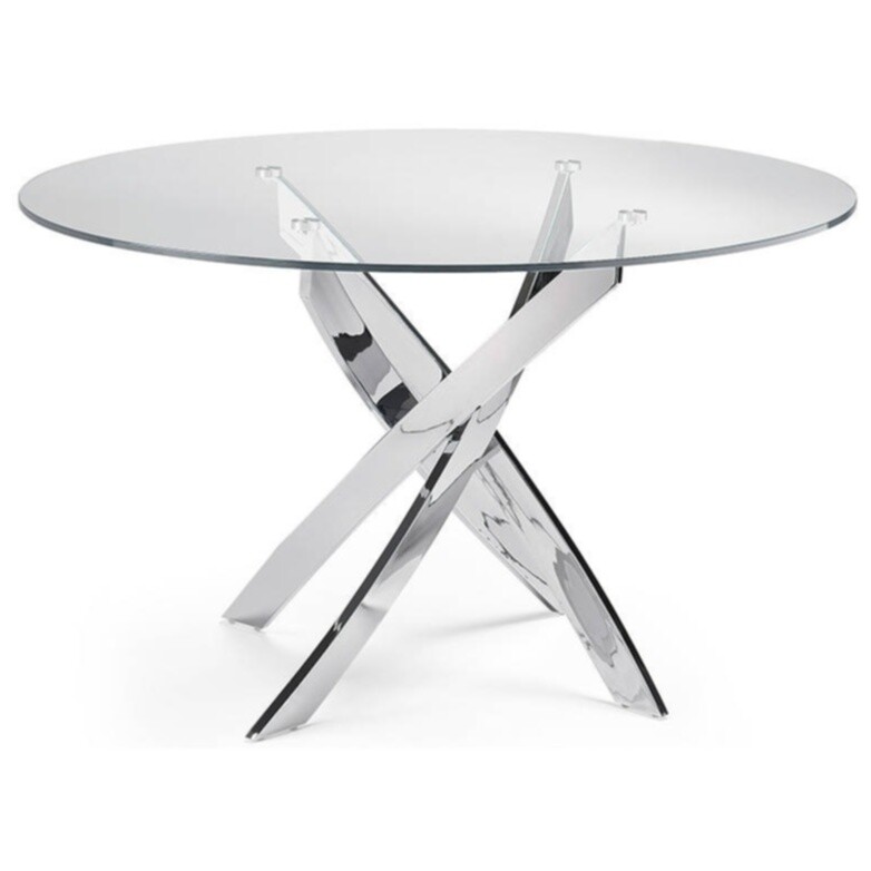Обеденный стол круглый стеклянный с ножками хром 140 см F2133 от Angel Cerda