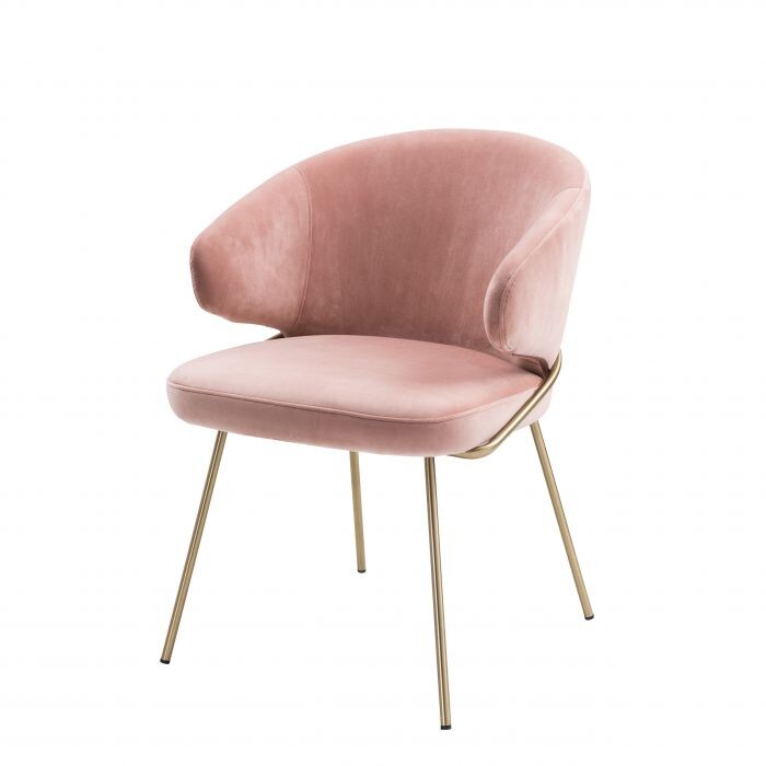 Кресло обеденное с подлокотниками розовое Dining Chair Kinley