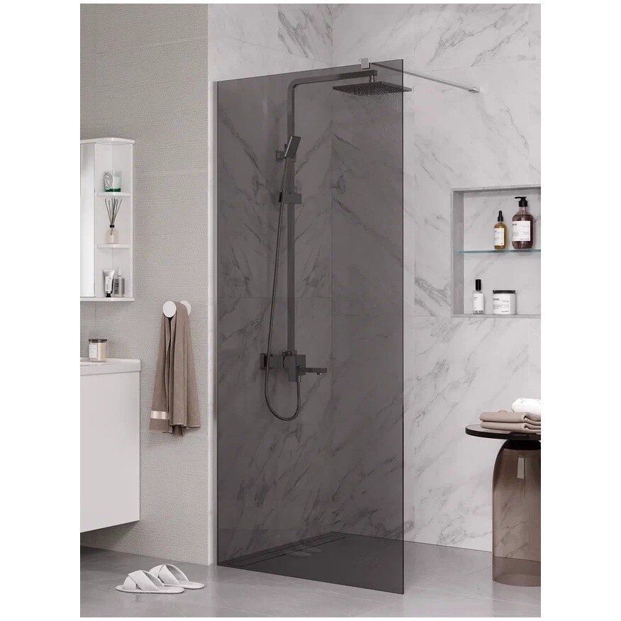 Душевая перегородка 200х90 см тонированное стекло, хром Reflexion RX20090TCR-20 - изображение 7