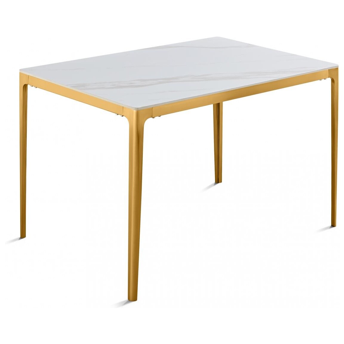 Обеденный стол с керамической столешницей 80х120 см белый мрамор калаката, золото &quot;Камео&quot; DT-3001Sca
