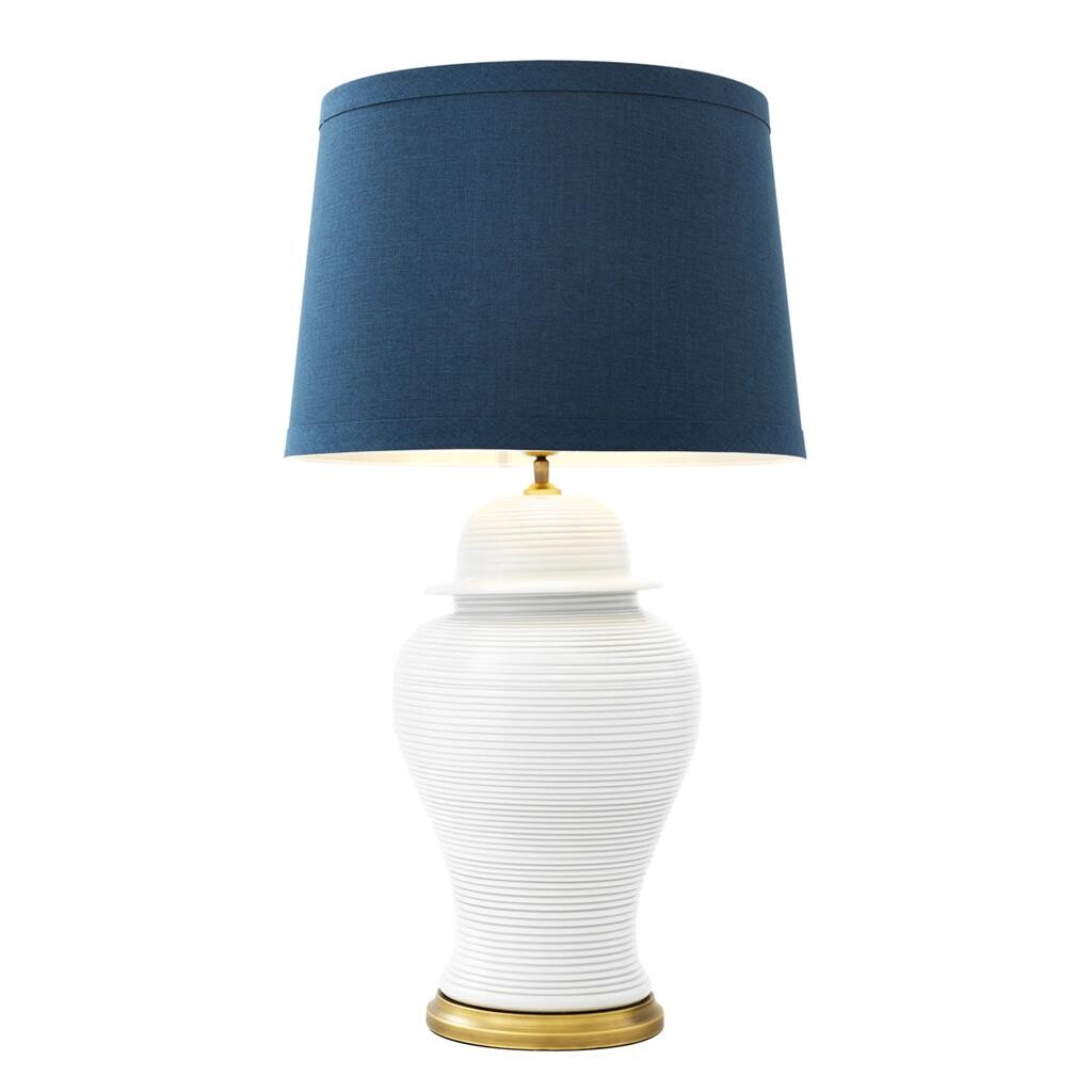 Лампа настольная керамическая с абажуром синяя, белая Celestine