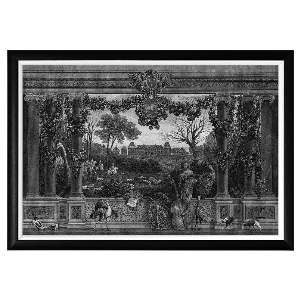 Постер на стену черно-белый «Дворец Монсо»