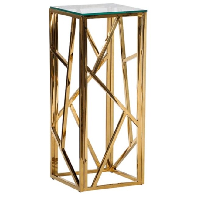 Приставной столик квадратный высокий с золотым основанием 30 см Estacada