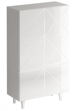 Шкаф распашной двухдверный белый с узором 165 см Kristal