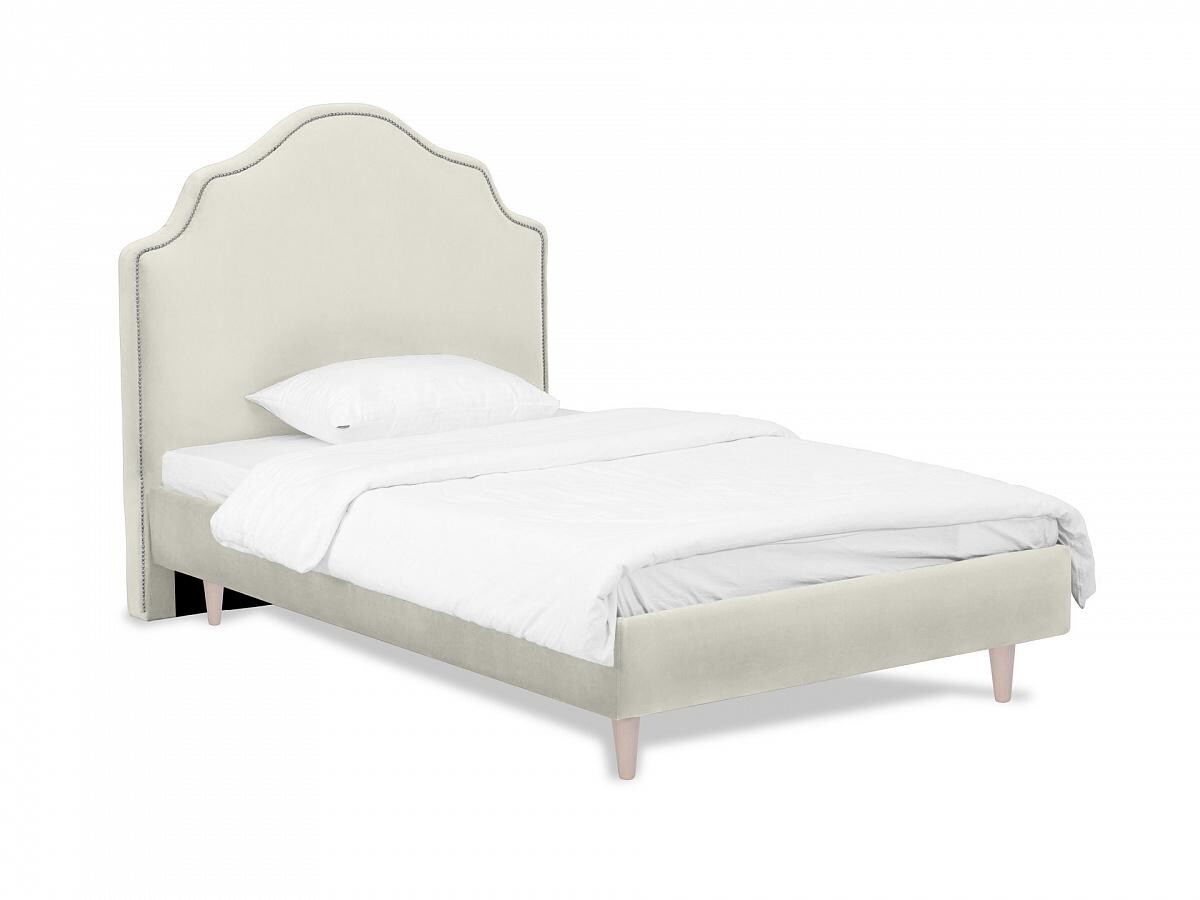 Кровать полутораспальная с мягким изголовьем на белых ножках 120х200 см белая Princess II L