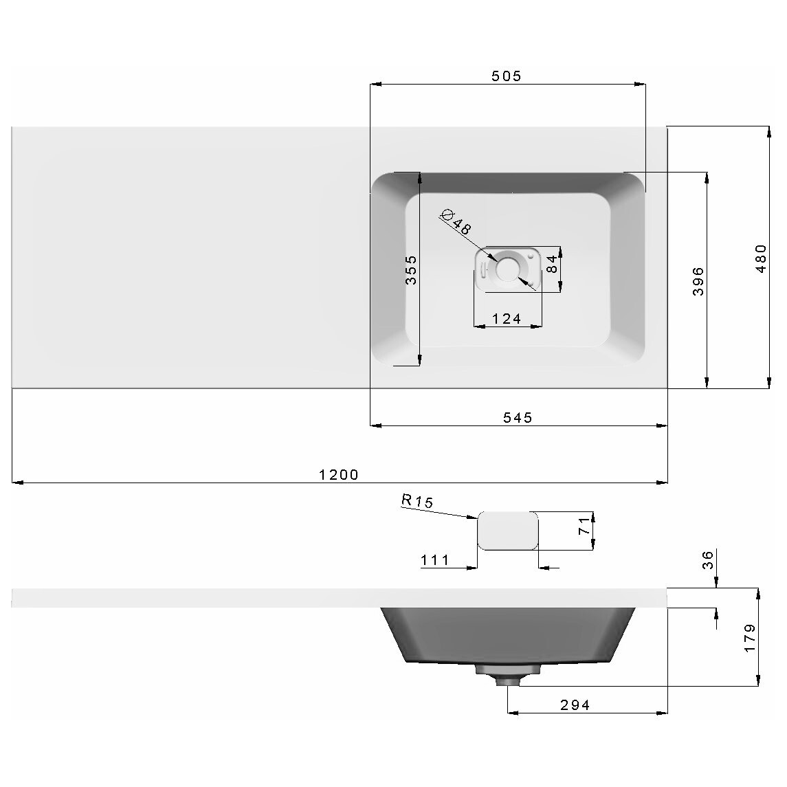 Раковина мебельная на стиральную машину левая белая 120 см Dreja Wing 100120L - изображение 6