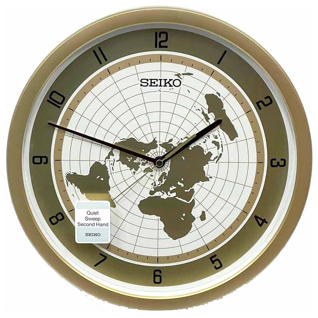Часы настенные кварцевые пластиковые круглые 36 см золото QXA814G