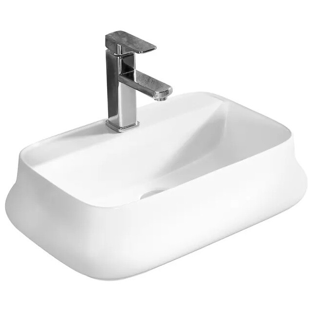 Раковина накладная фарфоровая прямоугольная 37х53 см белая Cerutti SPA CR0061