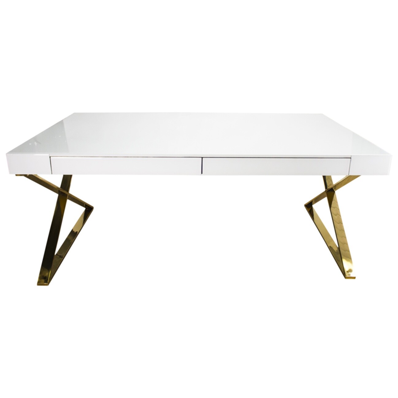 Обеденный стол белый на золотом основании 180 см Minimal White