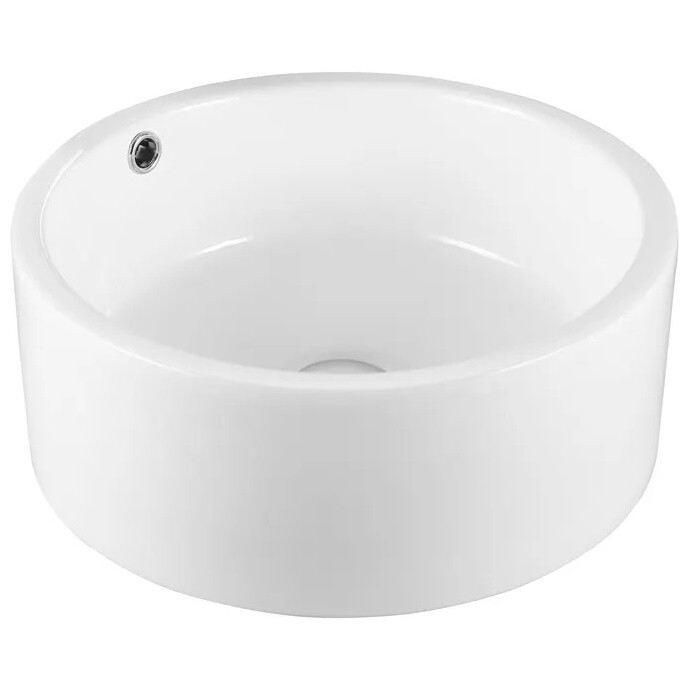 Раковина накладная керамическая круглая с переливом белая Cerutti SPA CR7022