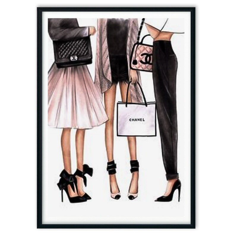 Постер в раме 50х70 см &quot;Девушки Chanel&quot;