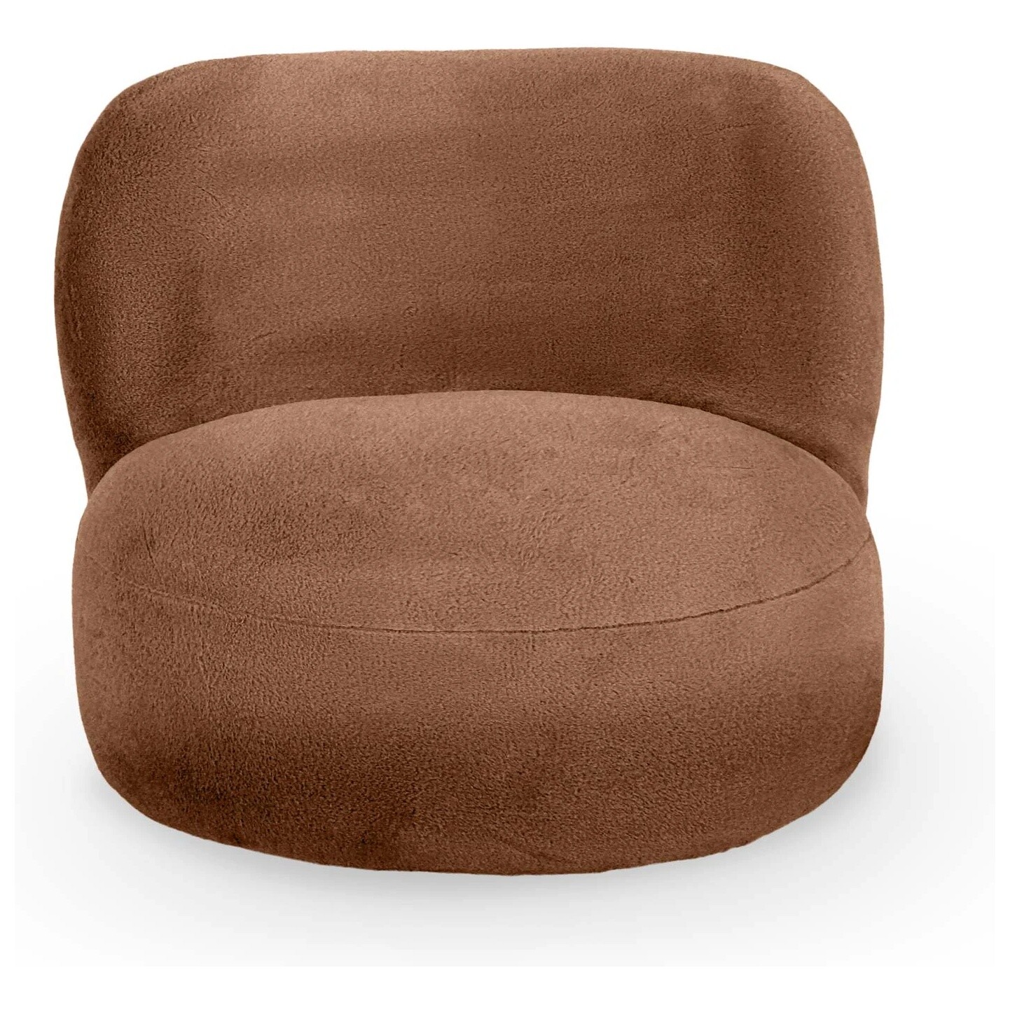 Кресло мягкое круглое без ножек искусственный мех коричневое Patti 41-1